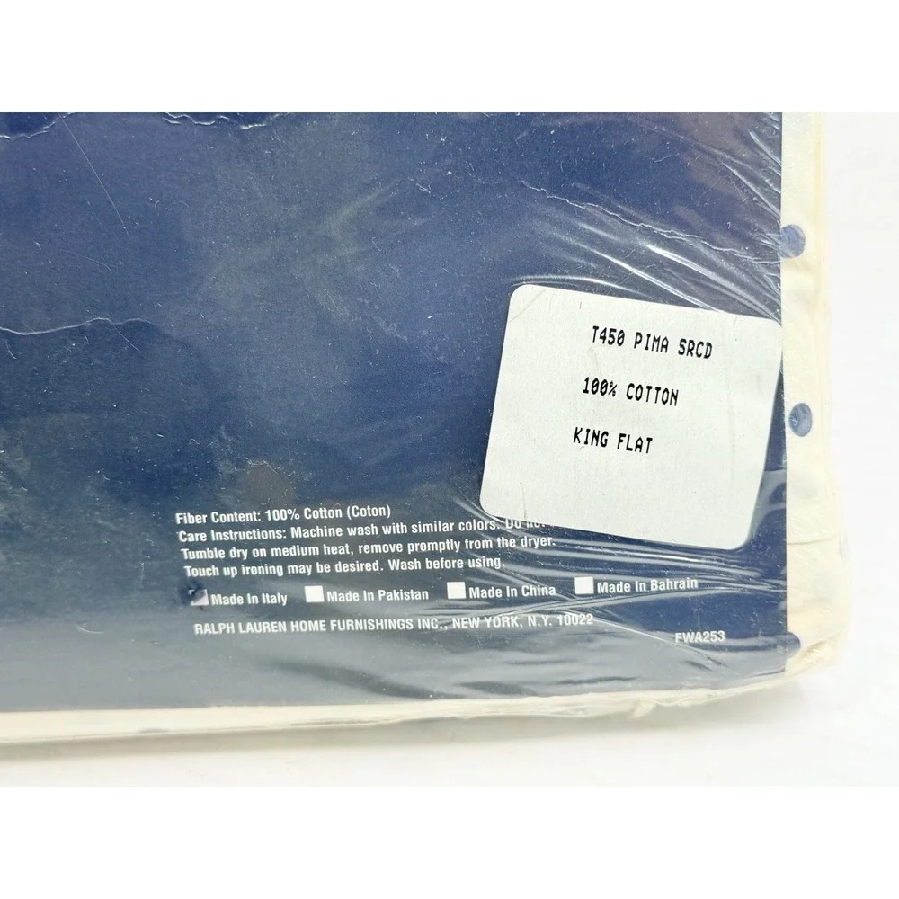 Vintage Lauren Ralph Lauren King Flat Sheet Polka Dot NOS Sealed Made Italy